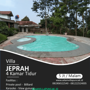 Villa Jeprah Puncak Kolam Renang, Karaoke, Billiard
