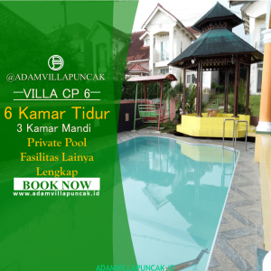 villa cipendawa puncak 6 kamar kolam renang pribadi